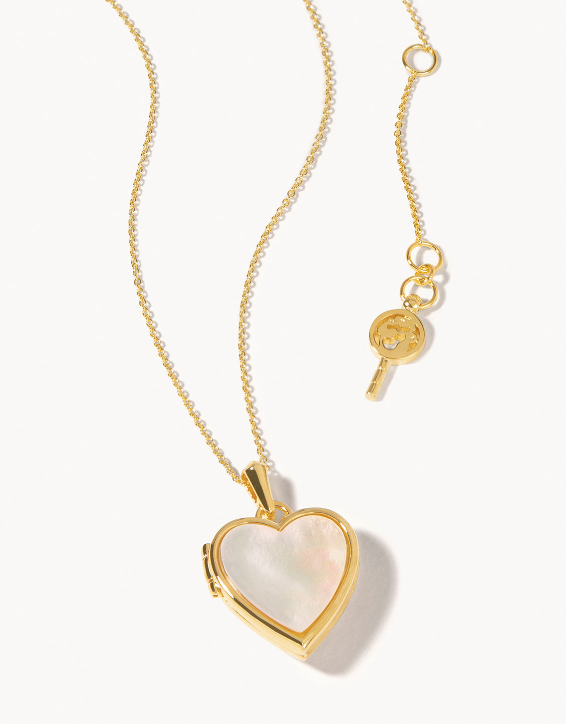 Classic Heart Locket Necklace Gold Pearlescent