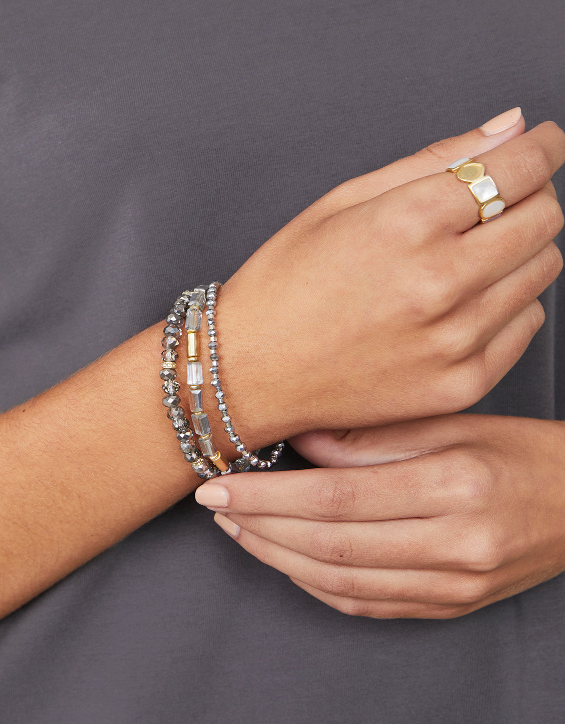 Sparkle Stretch Bracelet Set Silver