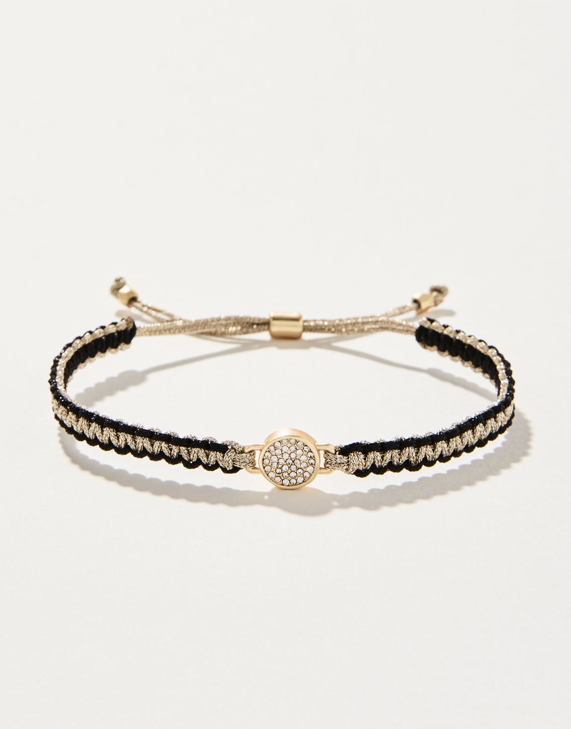 Friendship Bracelet Metallic Black Gold/Pavé Gems
