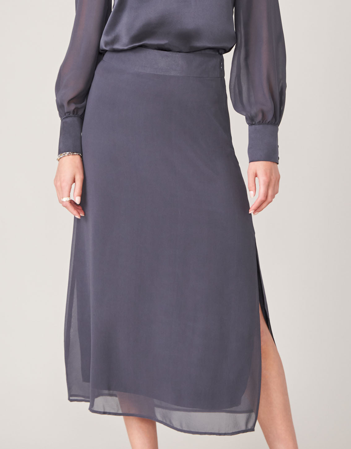 Briella Silk Skirt Deep Slate