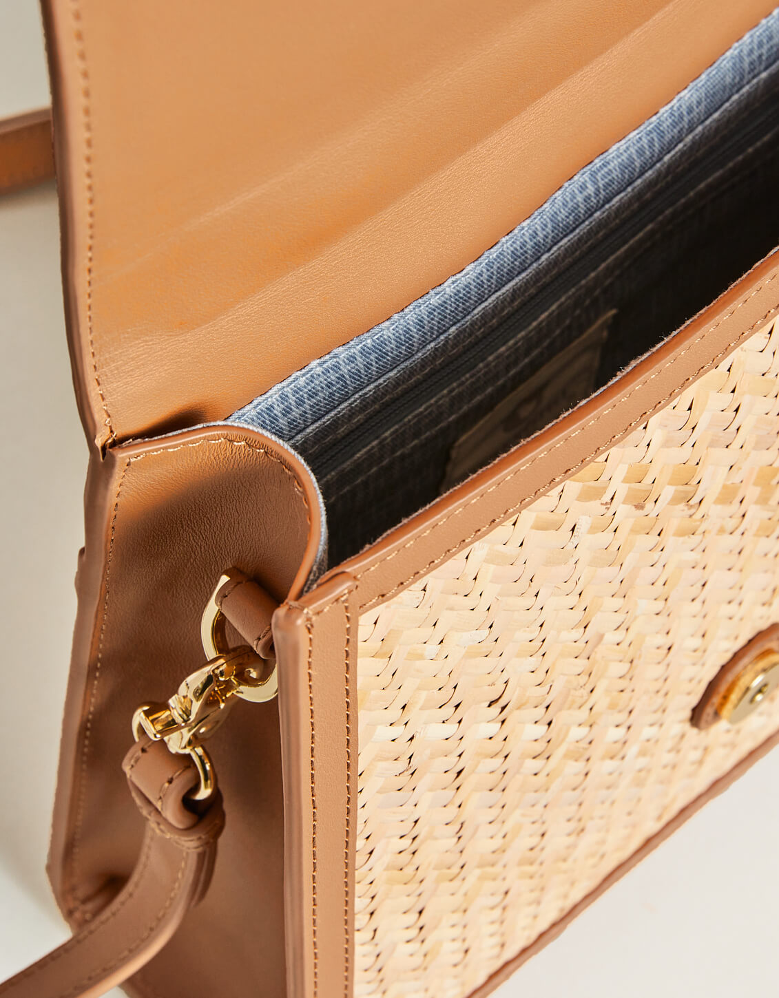 Rattan Beatrice Satchel Crossbody Caramel