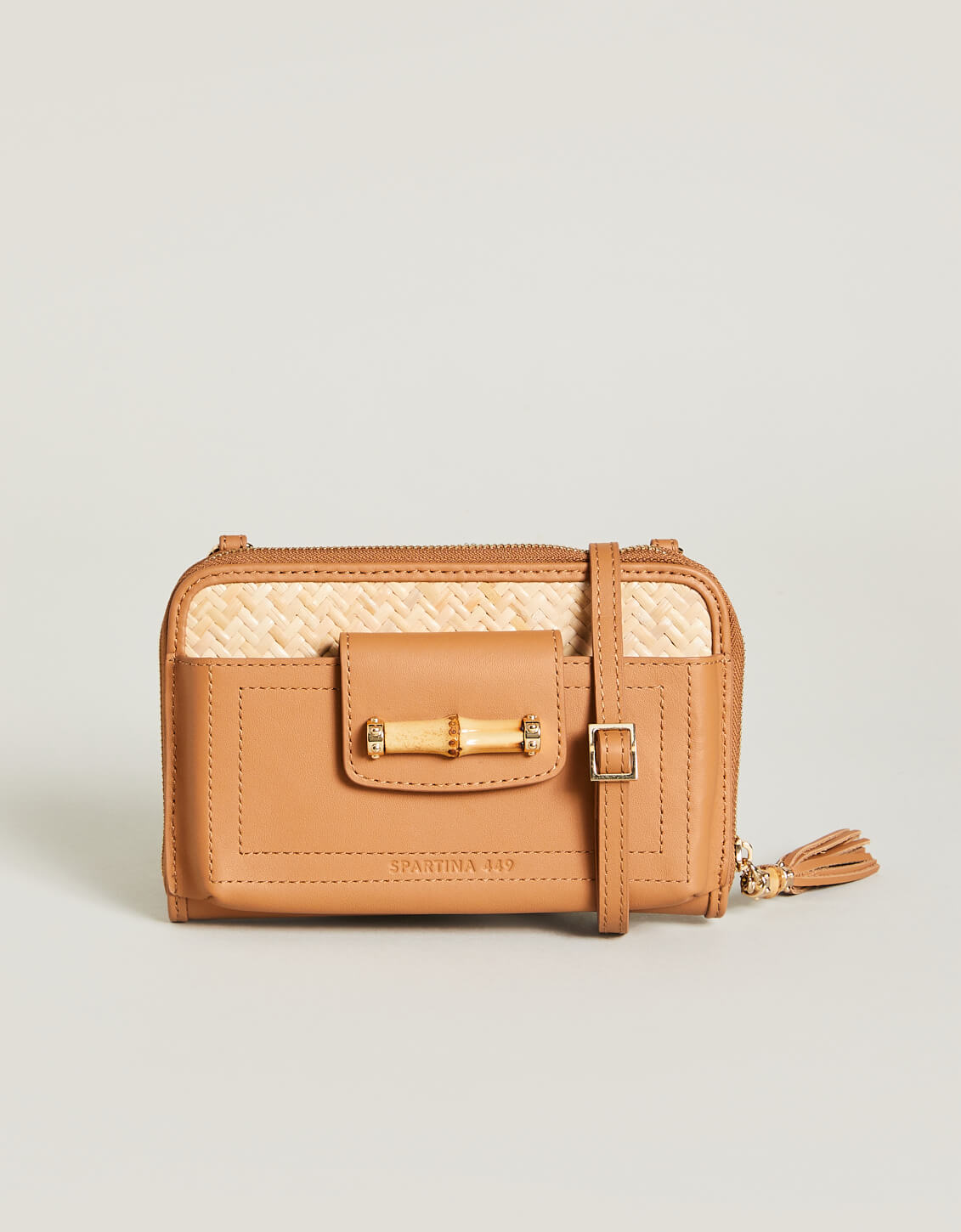 Rattan Multi-Phone Crossbody Caramel