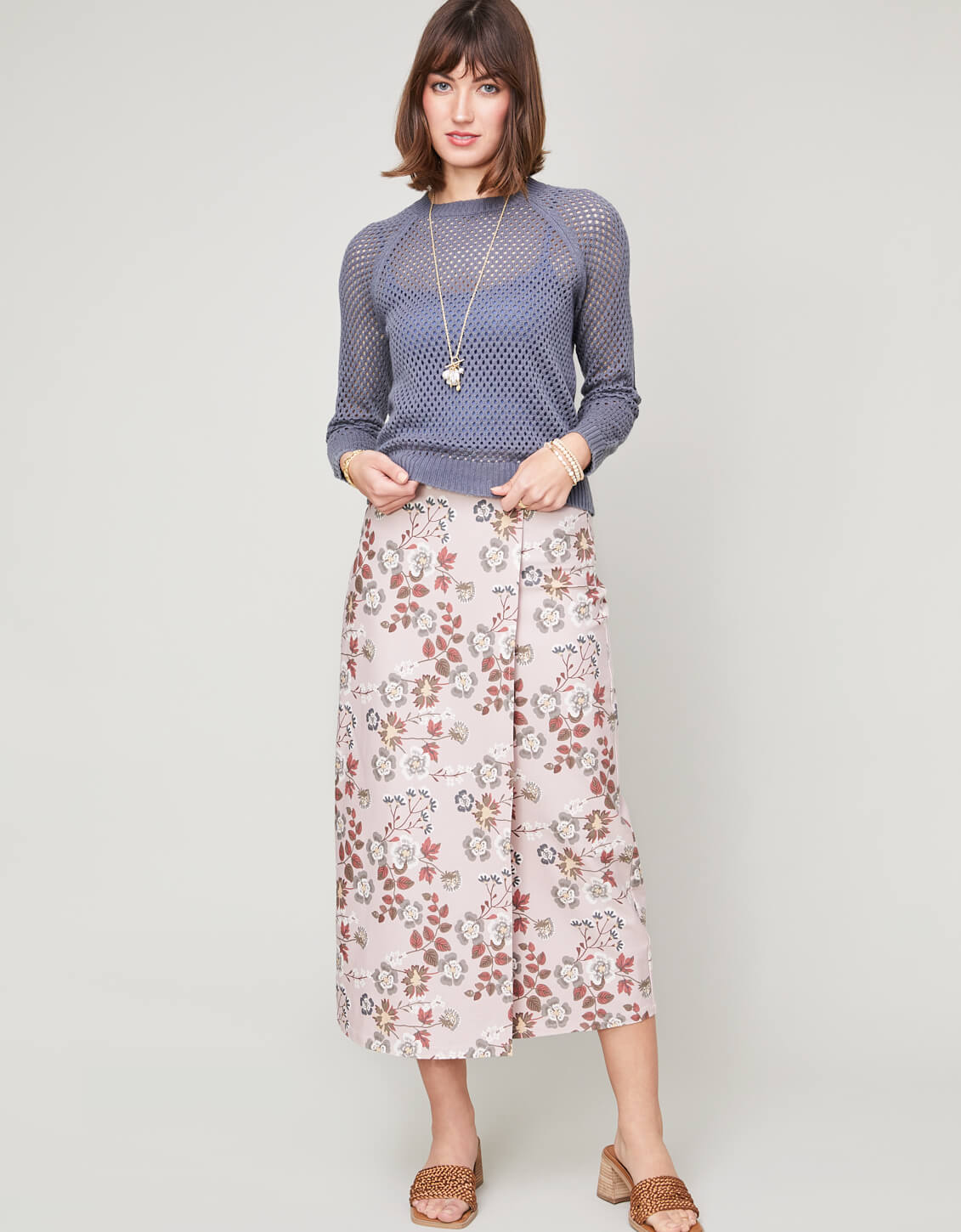 Sloane Bi-Stretch Skirt Parade Floral Vine Mauve