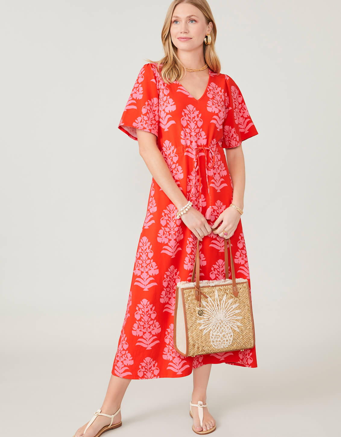 Straw Pineapple Box Tote Natural