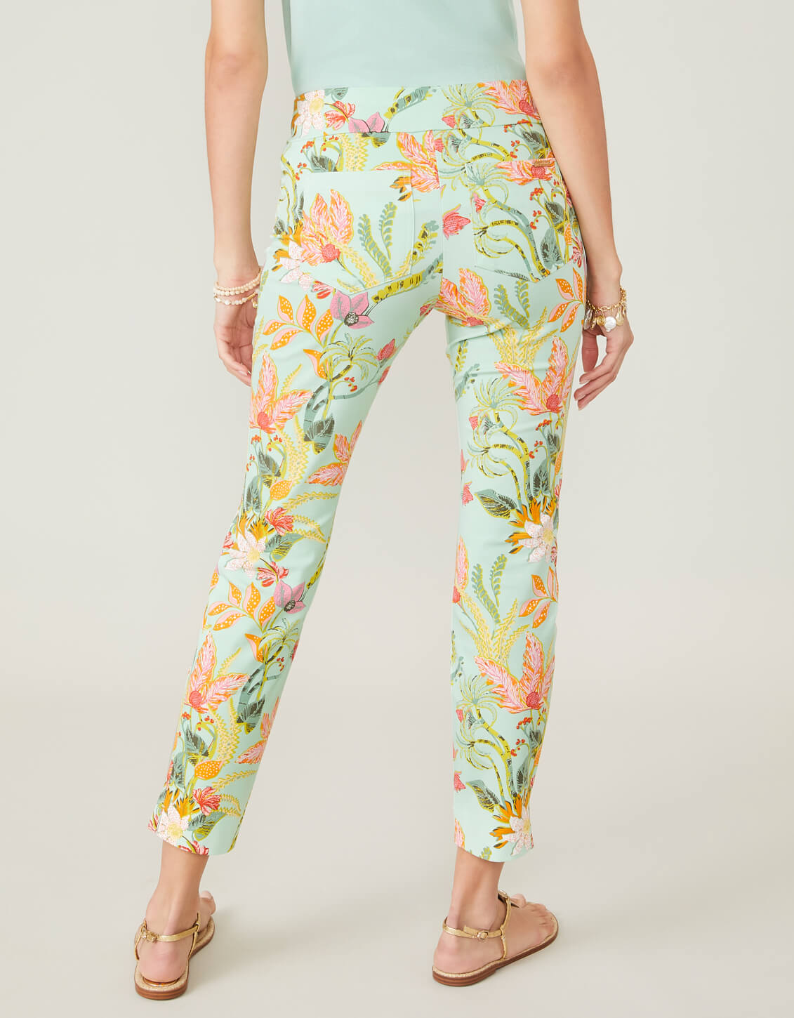 Maren Pull-On Pant Queenie Tropical Floral Sea Foam