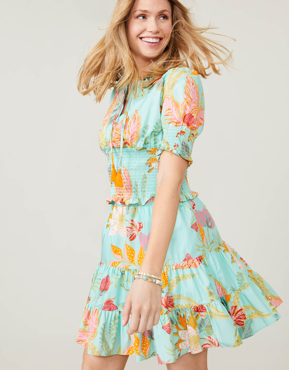 Natalia Skirt Queenie Tropical Floral Sea Foam