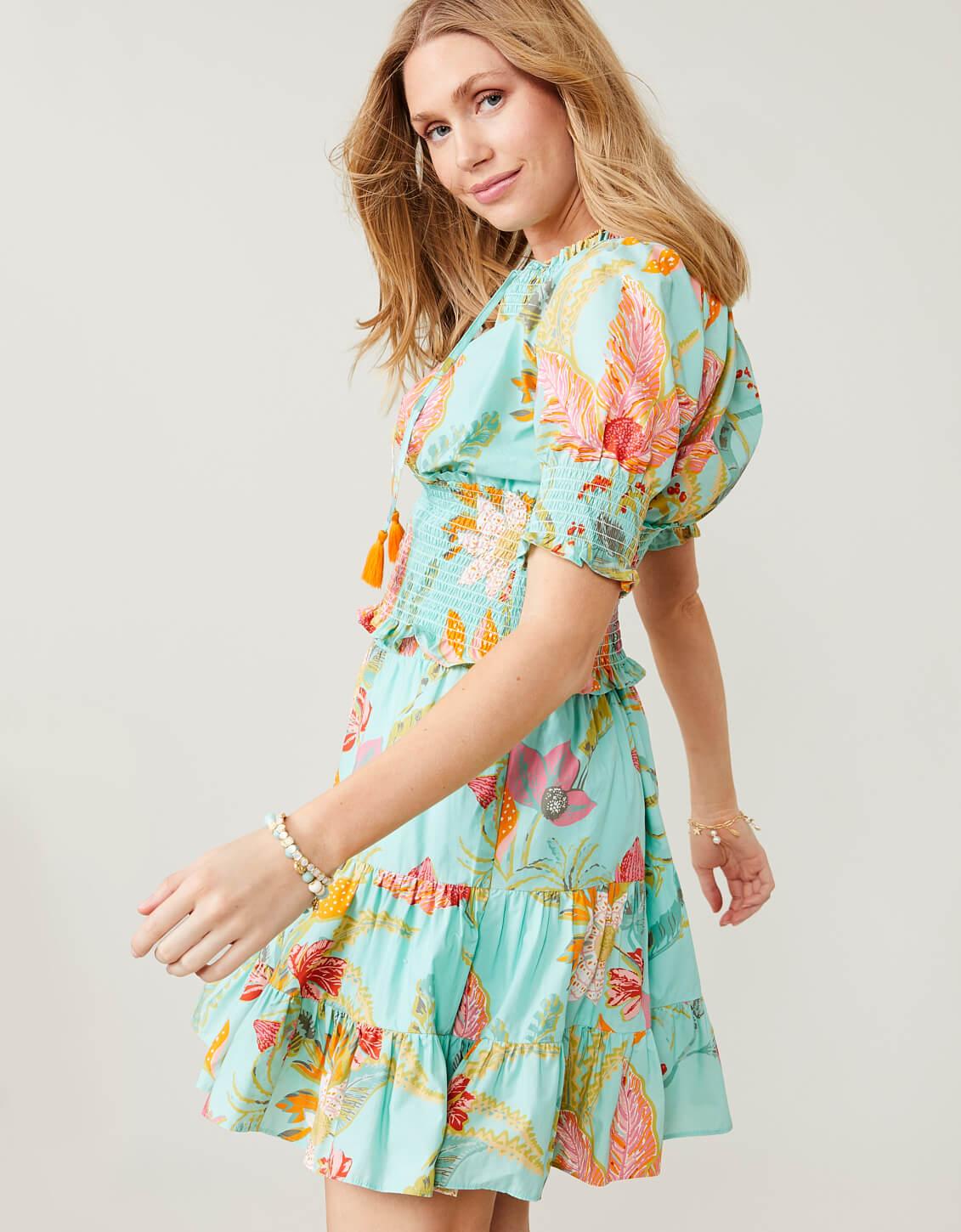 Natalia Skirt Queenie Tropical Floral Sea Foam