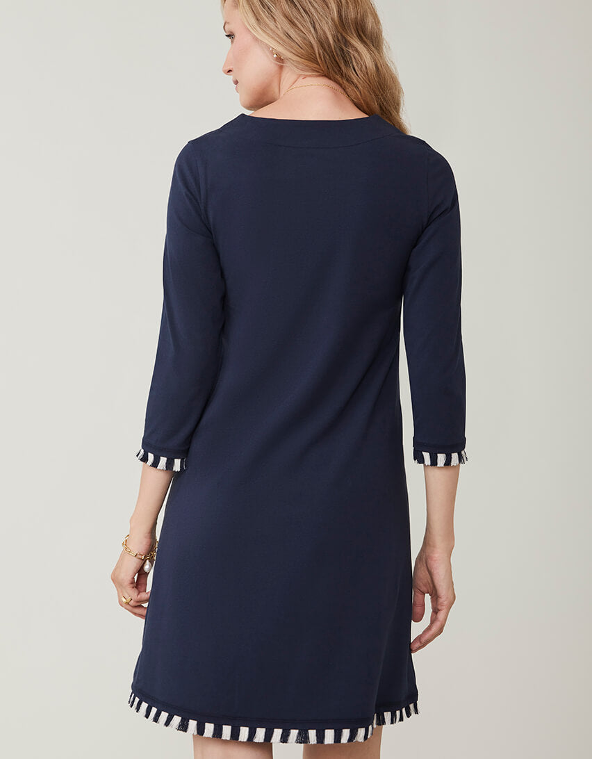 Island Fringe Dress Slate Blue