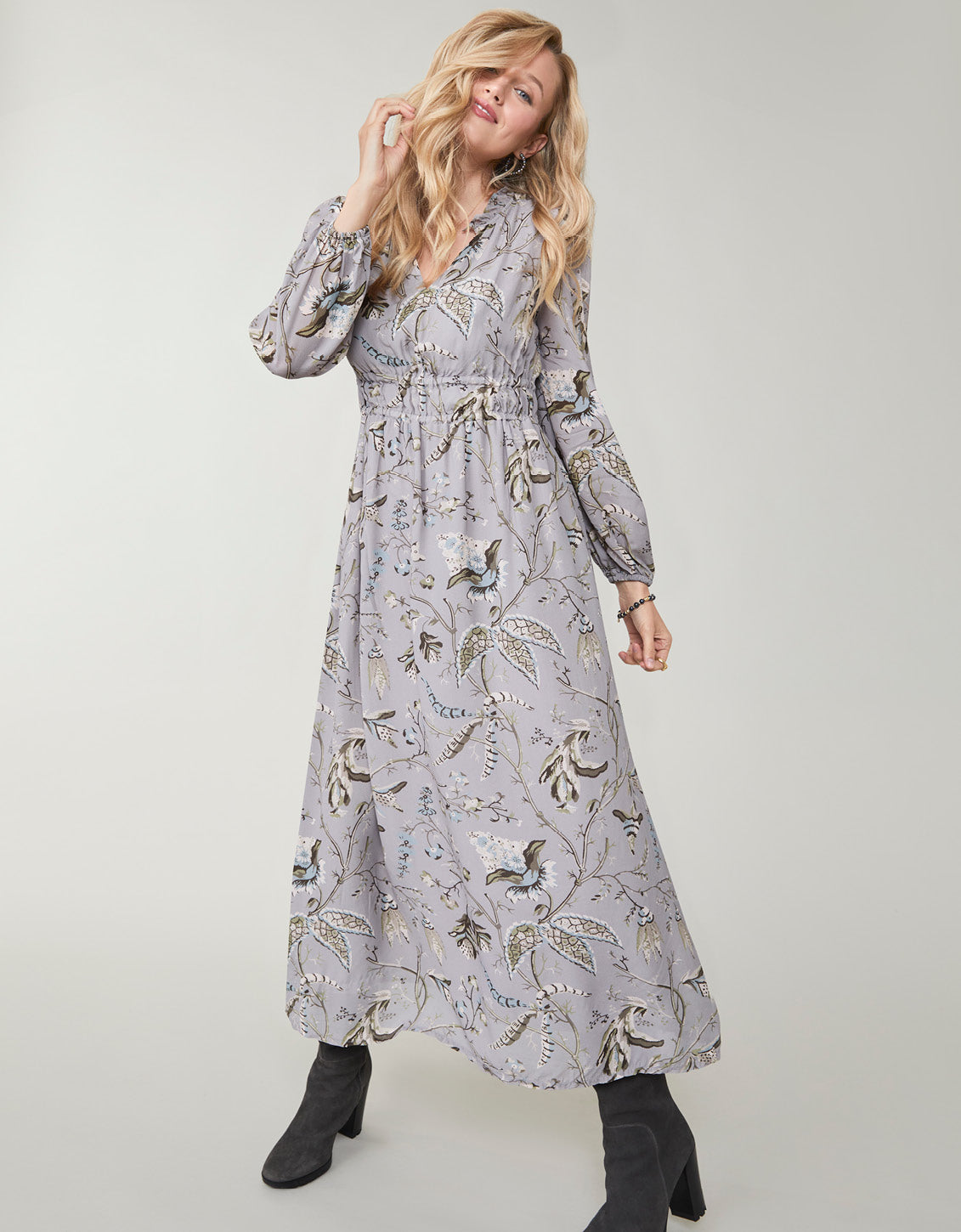 Adrianna Midi Dress Maritime Forest Chintz Gray