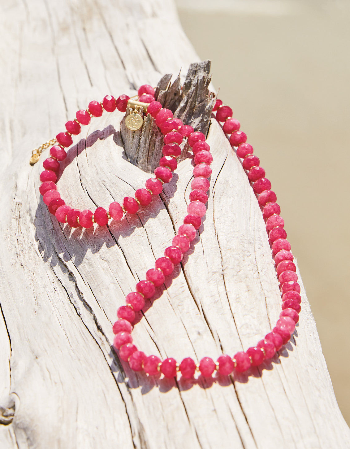 Stone Stretch Bracelet 8mm Pink