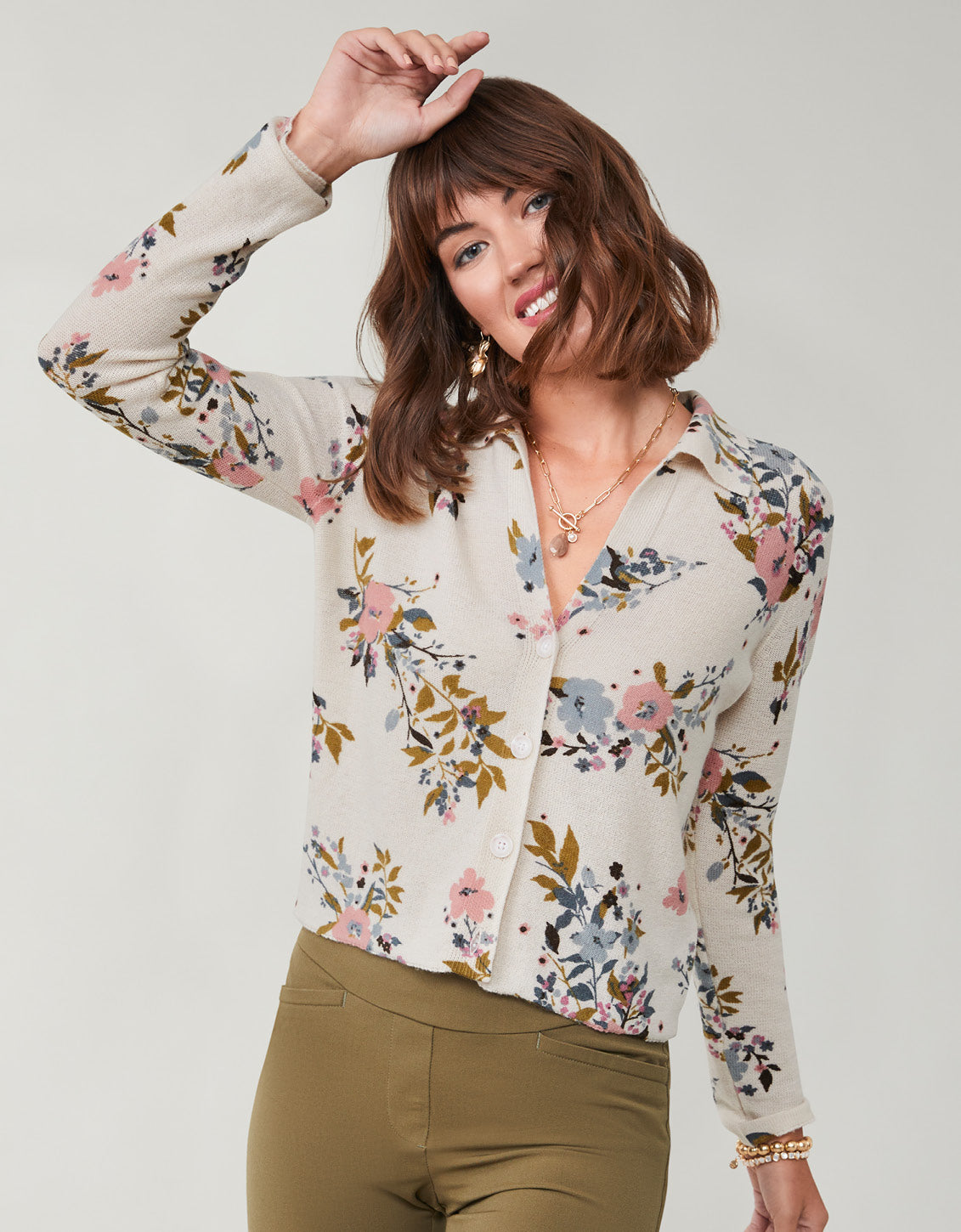 Yvette Cardigan Maritime Forest Wildflowers