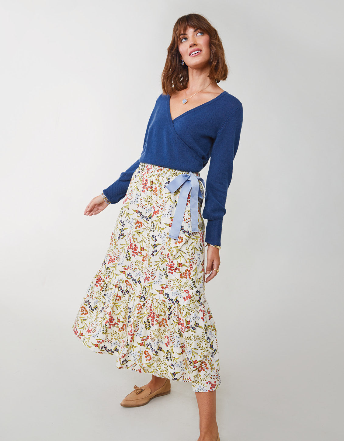 Coretta Wrap Sweater Deep Sea Blue