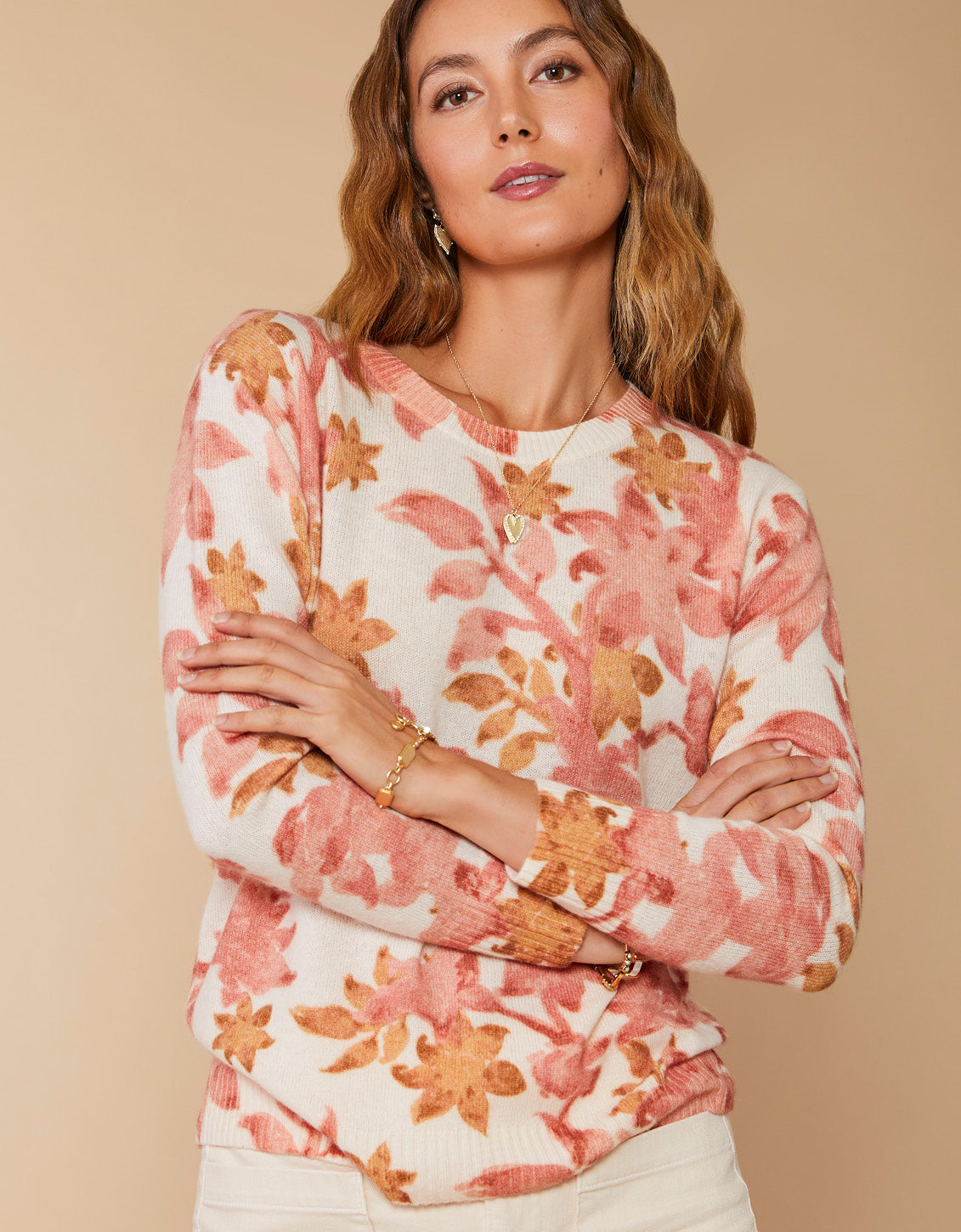 Florence Crewneck Sweater Bascom Floral Pink