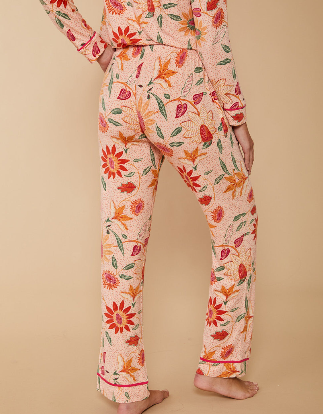 Pajama Pant Botanic Garden Boho Floral Peach