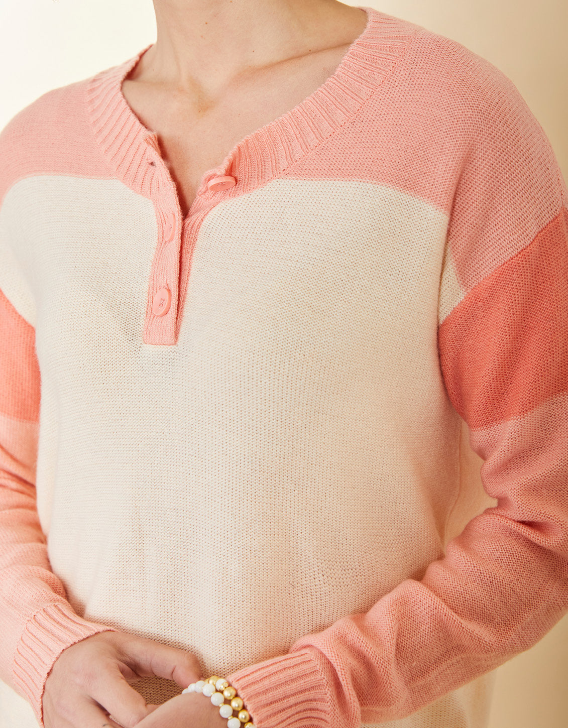 Keely Seawool Henley Apricot Blush