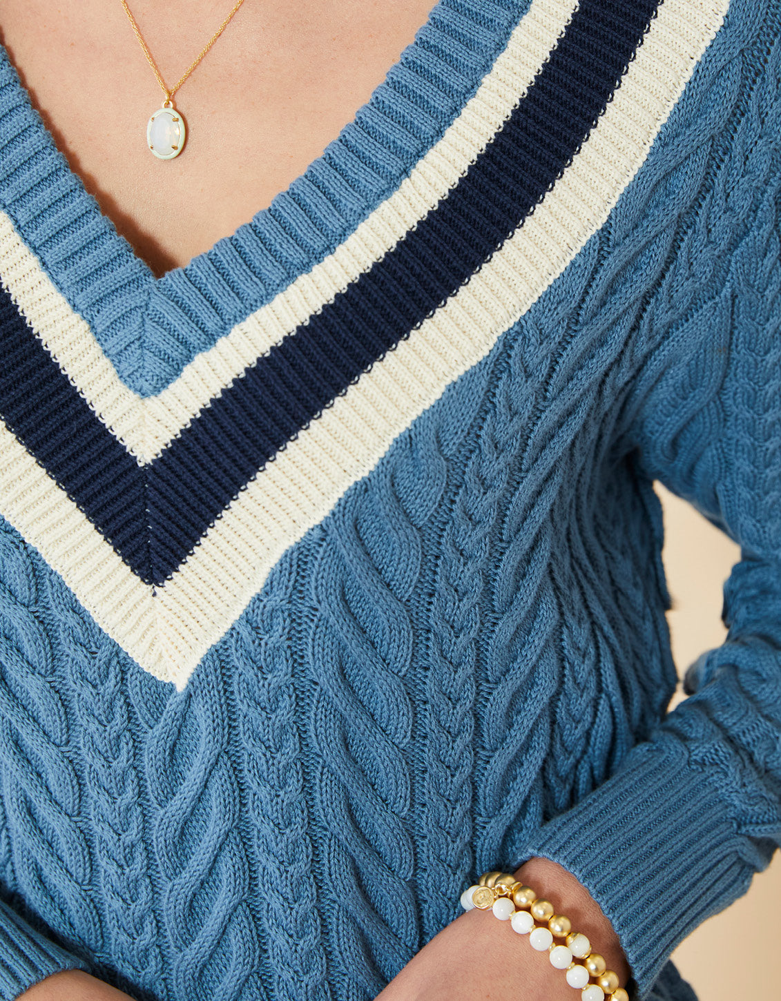 Lorna Varsity Sweater Bluestone