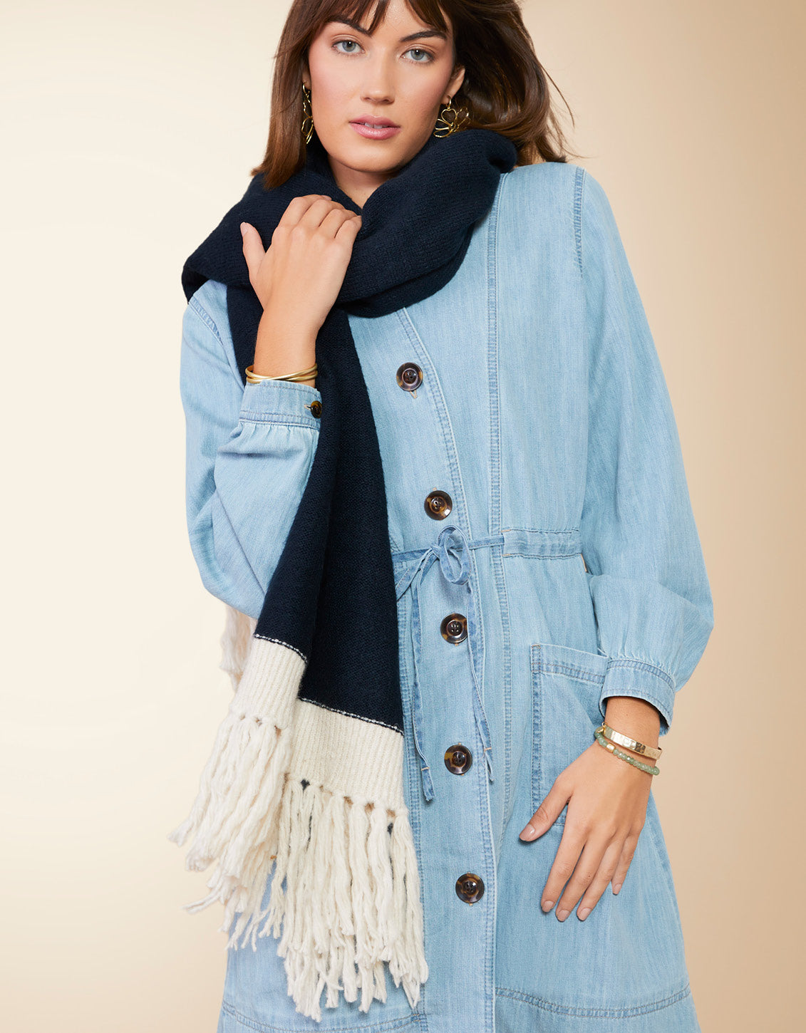Oversize Scarf Navy Cream
