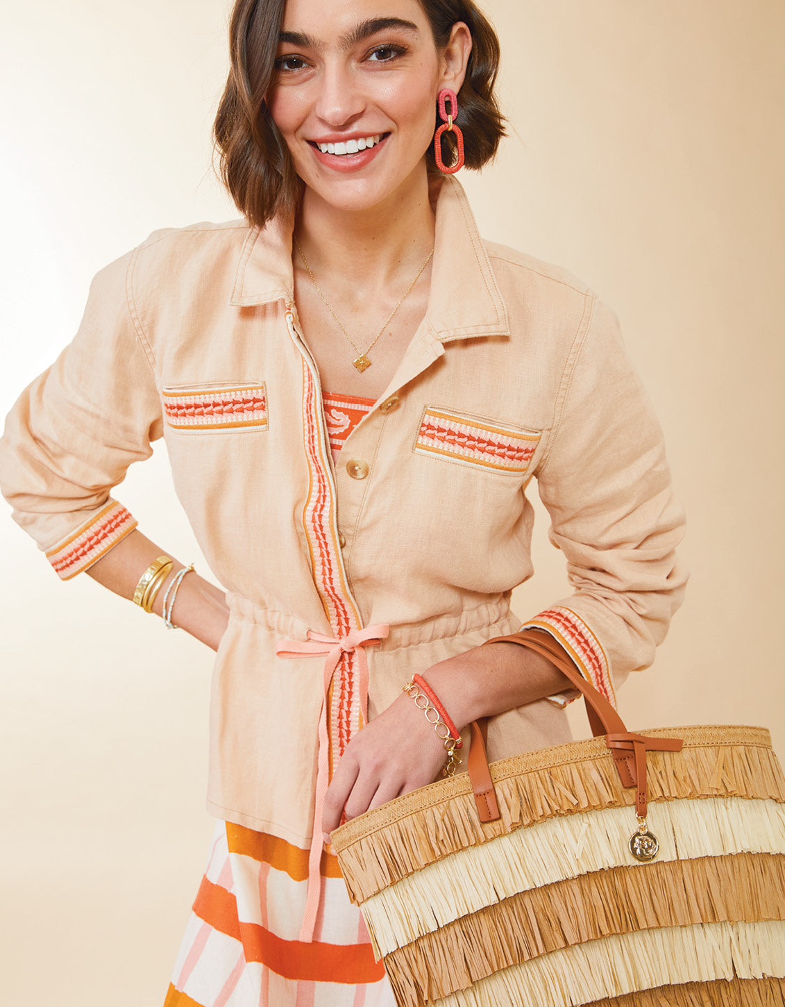 Layla Linen Jacket Toasted Almond