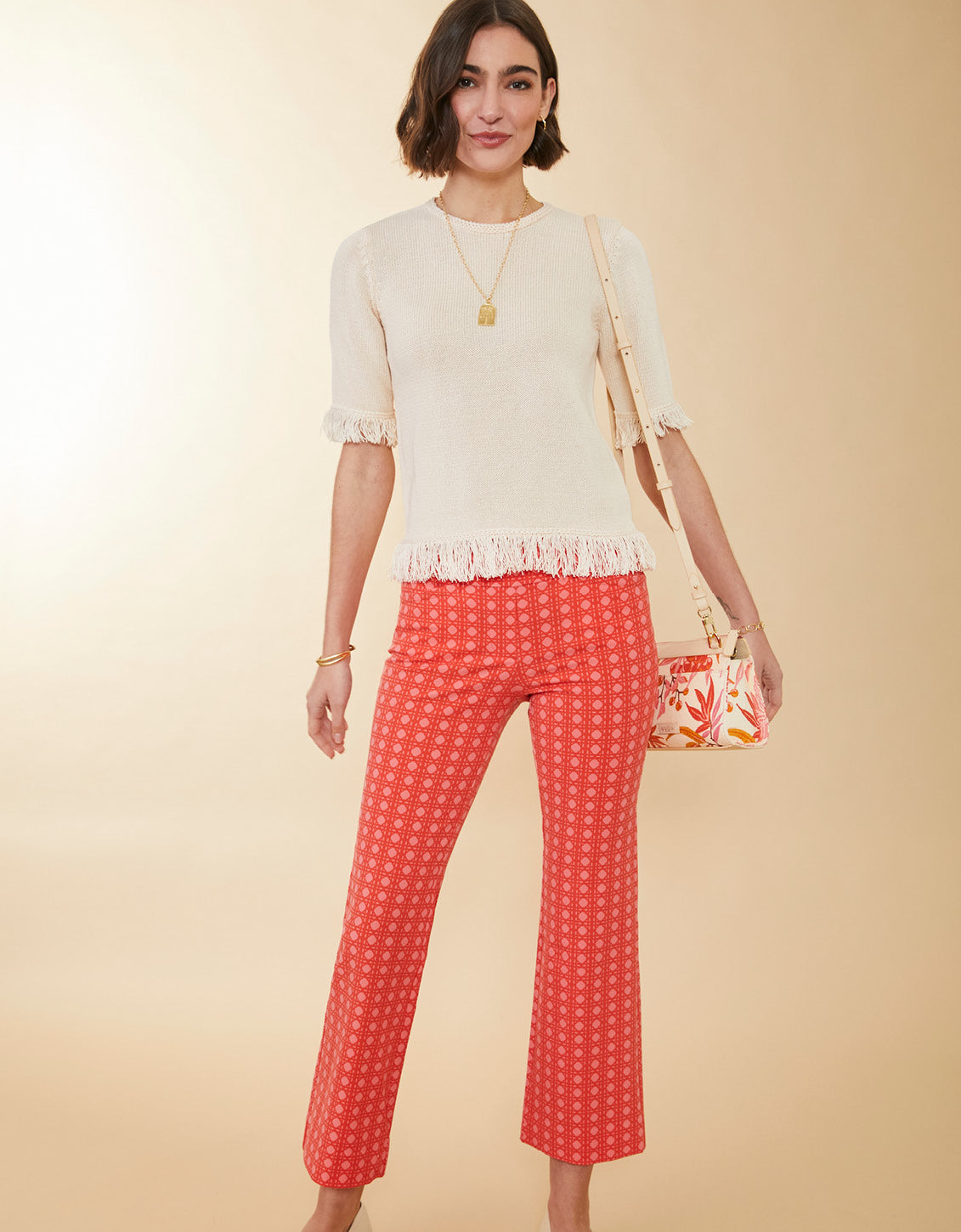 Maren Kick Flare Pant Richmond Hill Cane Tomato Pink