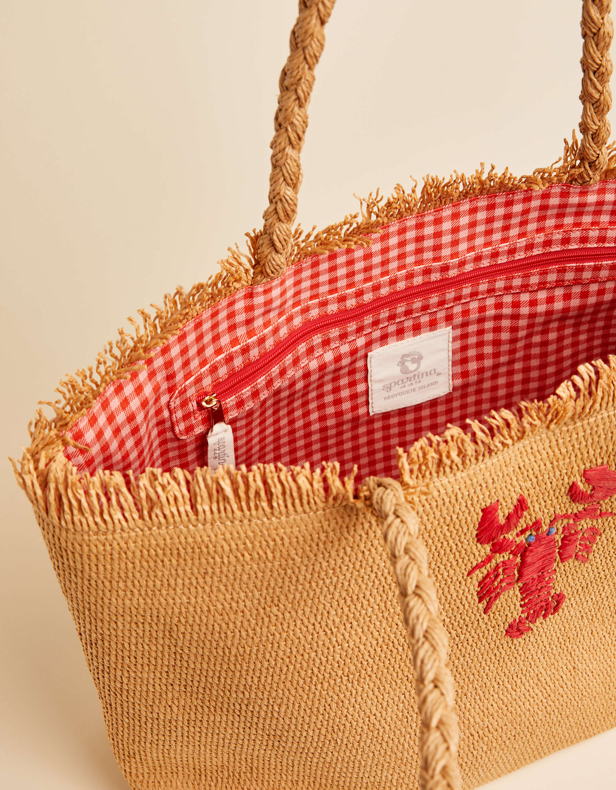 Woven Straw Tote Lobster