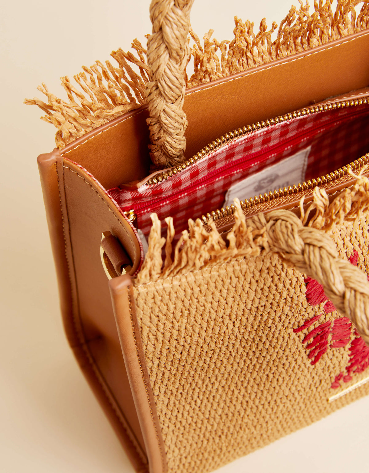 Woven Straw Dune Satchel Lobster