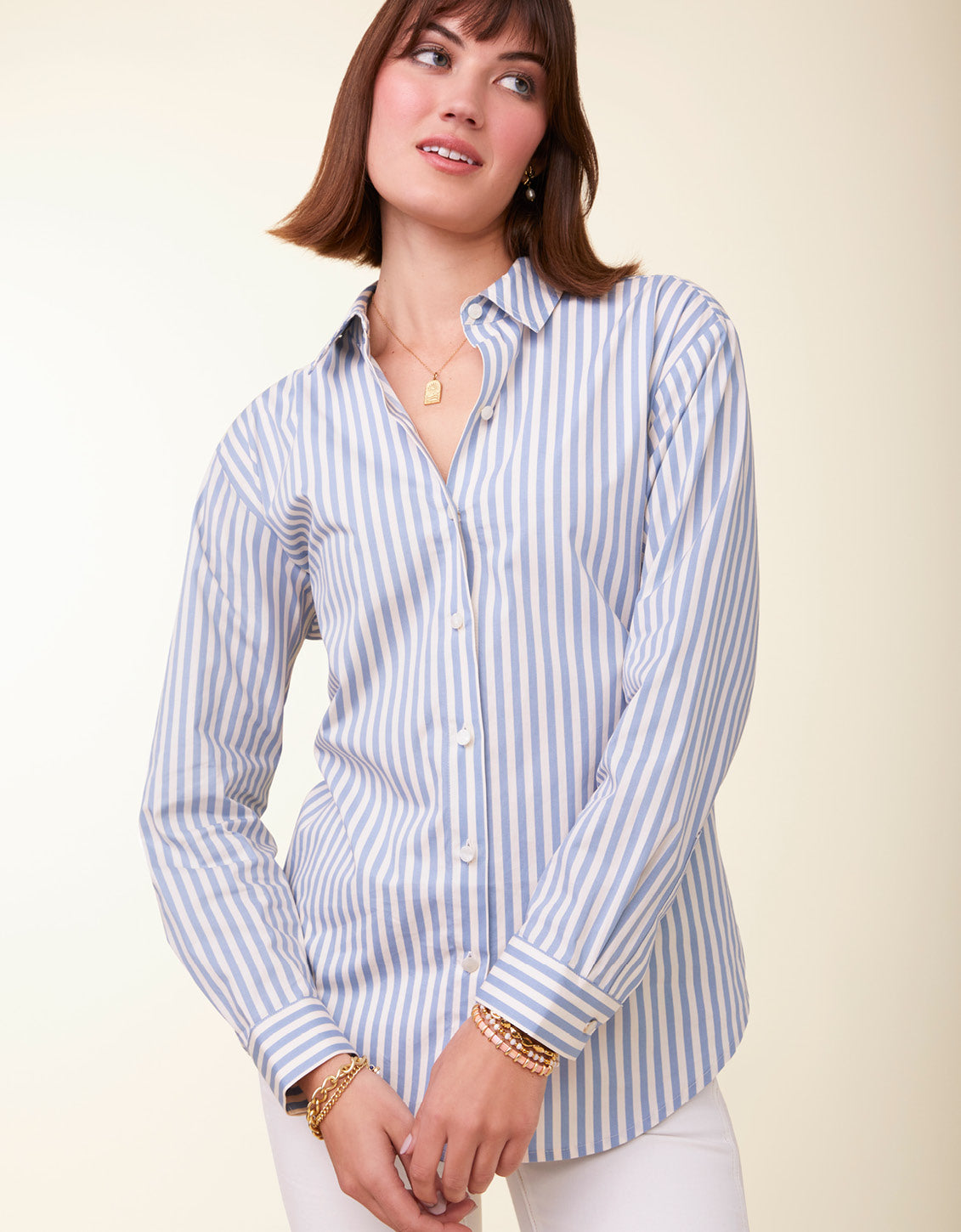 Aida Buttonfront Shirt Lakeside Blue Stripe