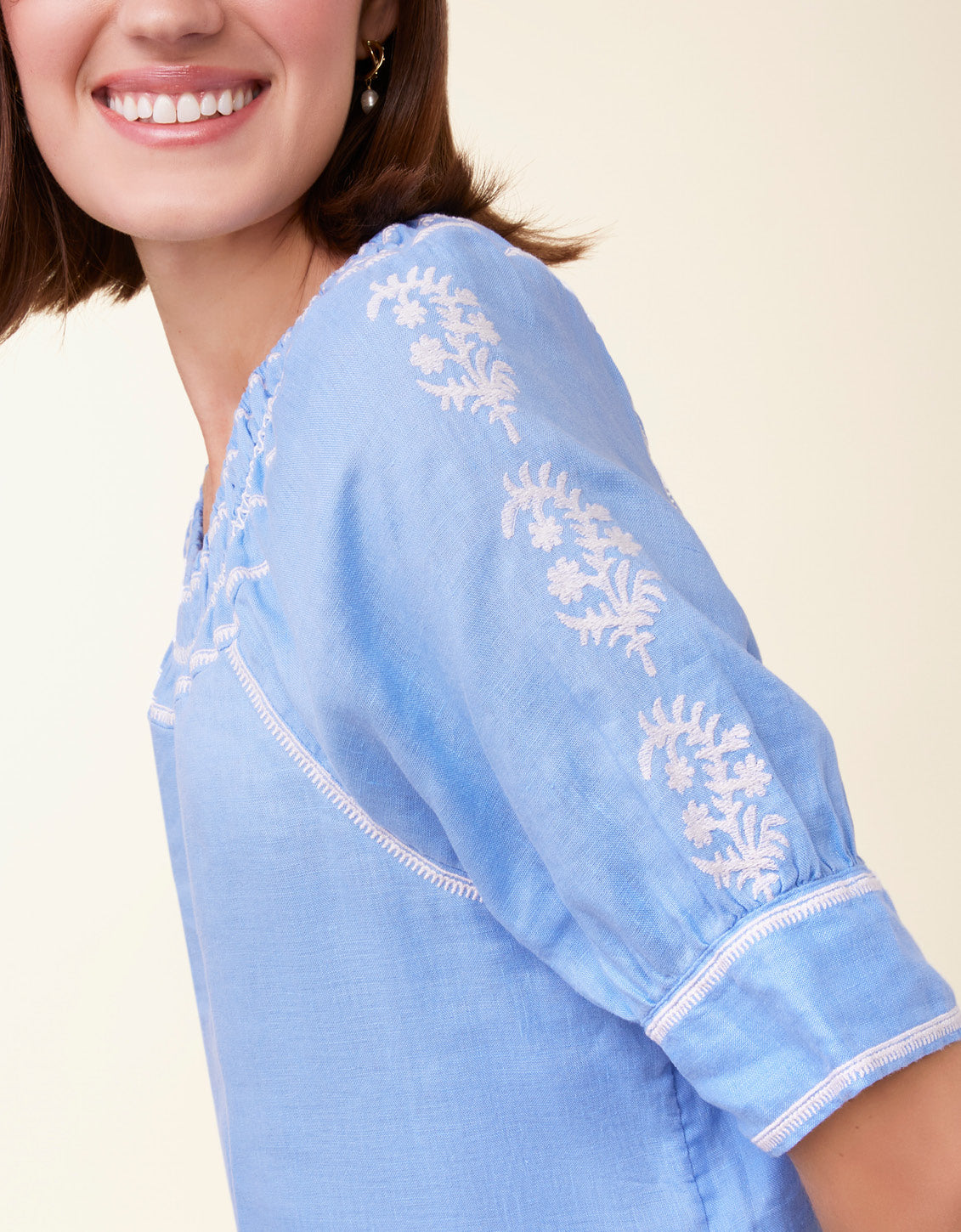 Kella Linen Blouse Azure