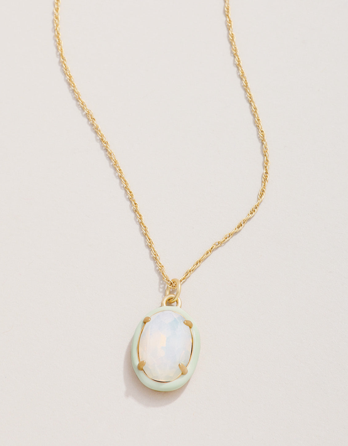 Clara Oval Necklace 18'' White Opal