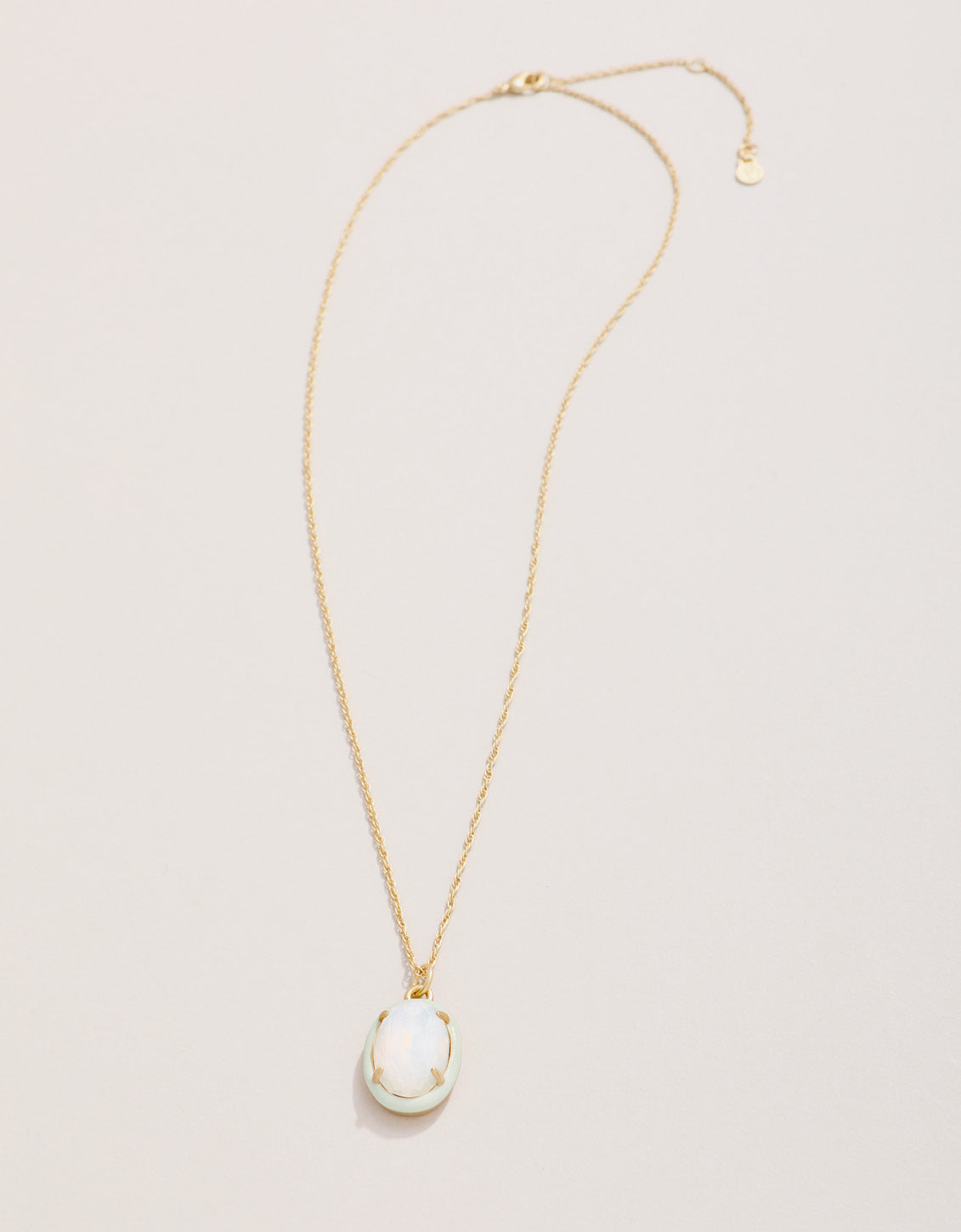 Clara Oval Necklace 18'' White Opal