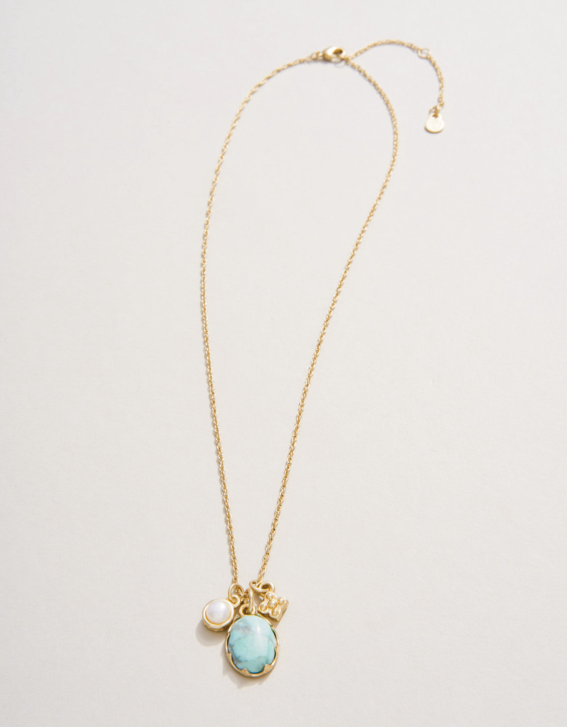 Coralie Charm Necklace 17" Light Turquoise