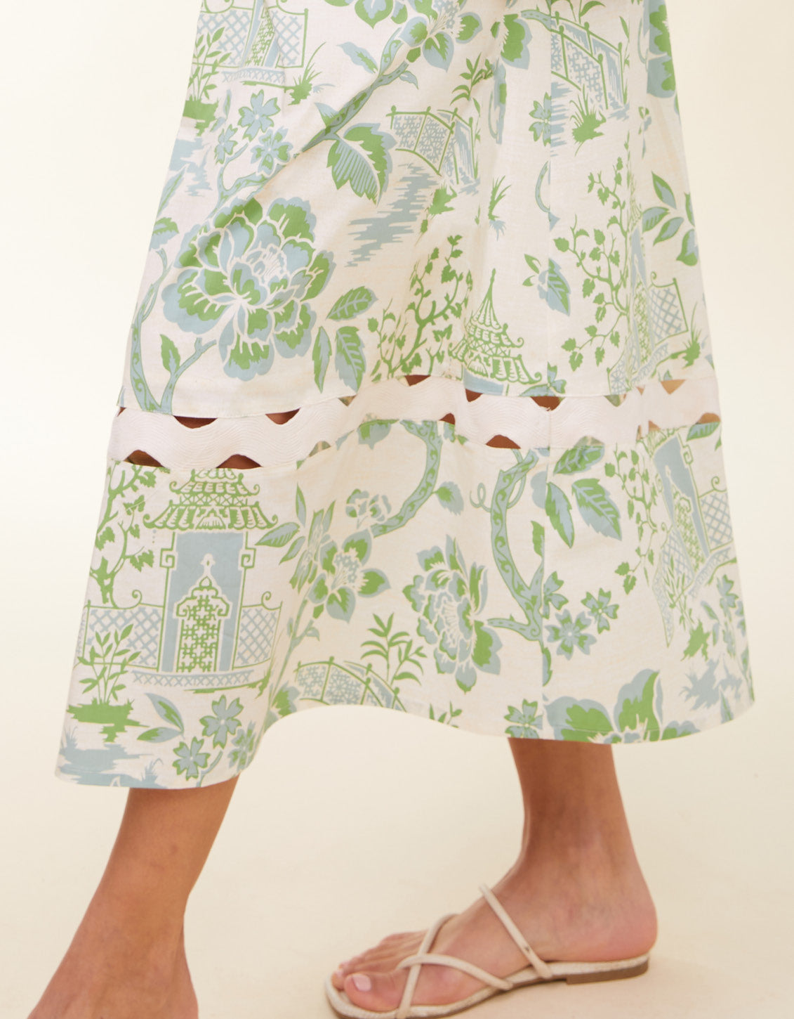 Maryam Ric Rac Midi Dress Enclave Toile Surf Green