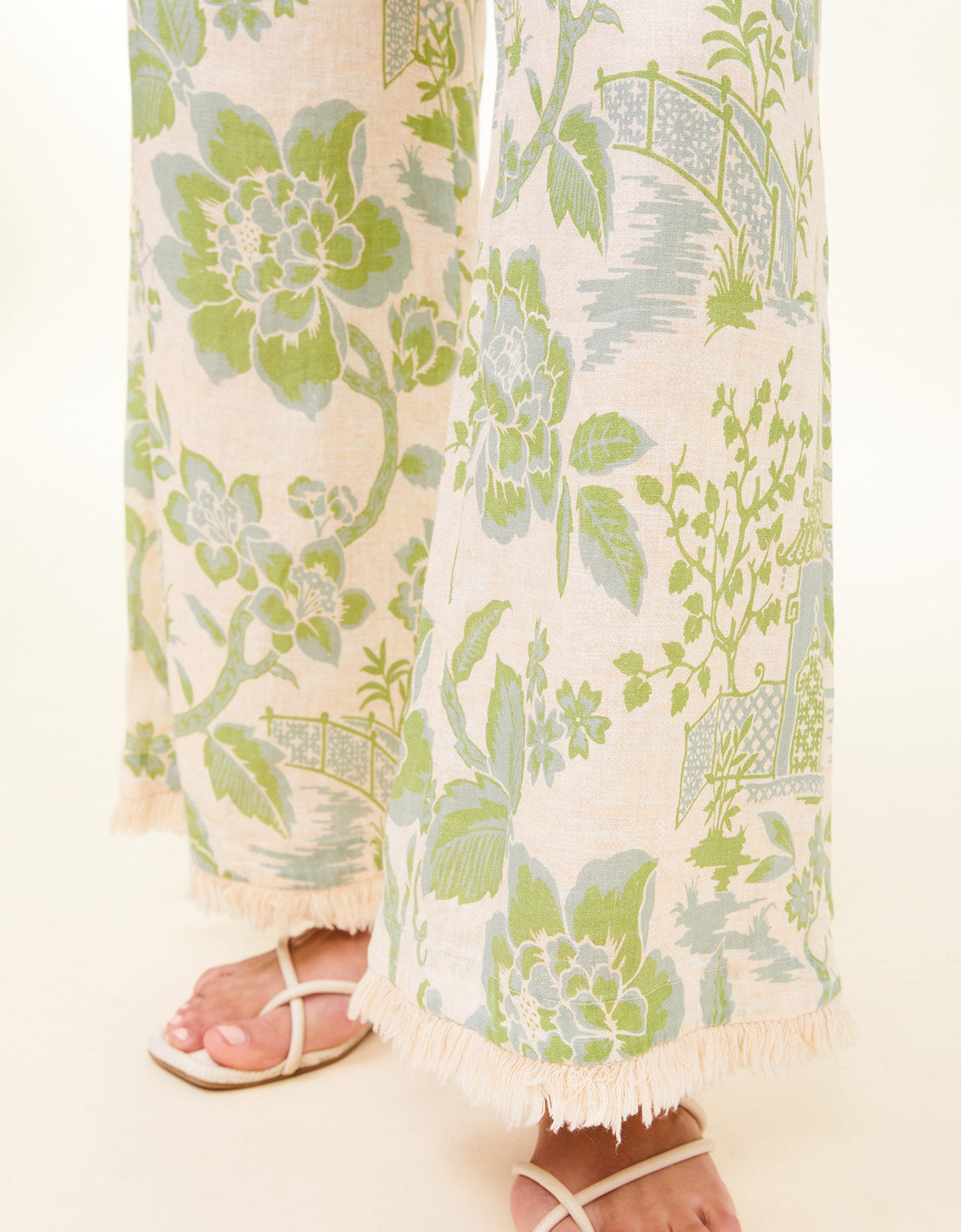 Resort Fringe Palazzo Pant Enclave Toile Surf Green