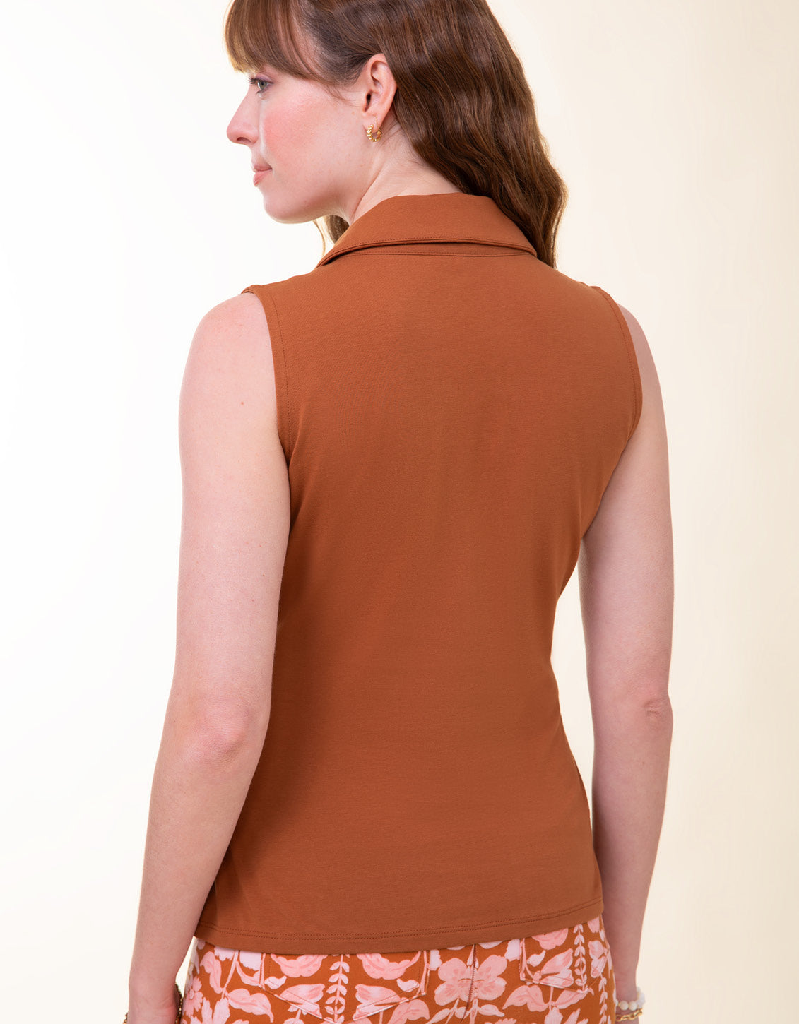 Edeline Sleeveless Wrap Top Mocha