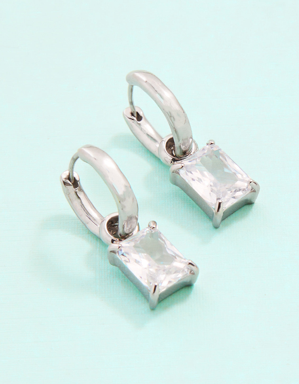 Emerald Drop Convertible Hoop Earrings Cubic Zirconia