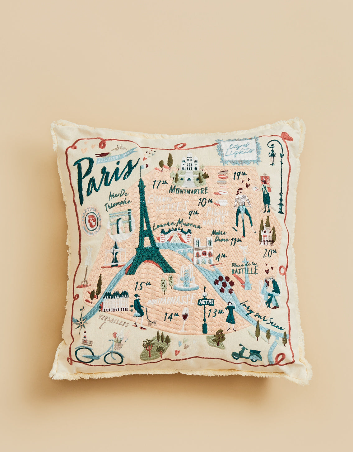 Paris Embroidered Pillow