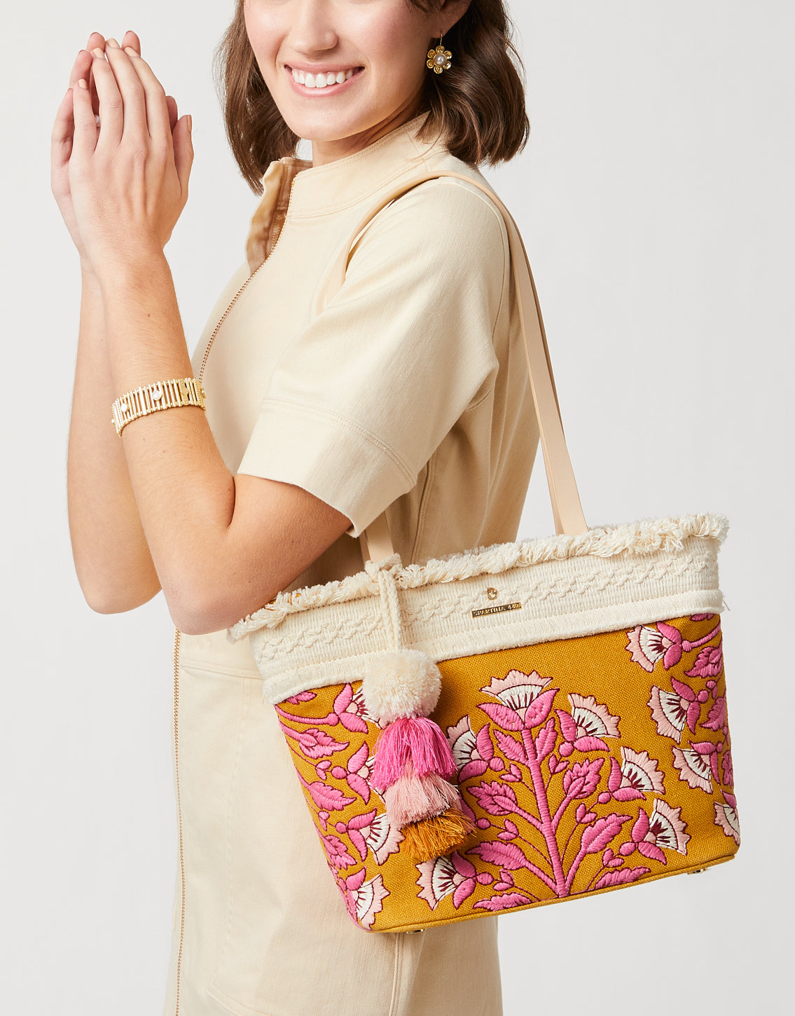 Freeport Tote Pepper Hall Woodblock Floral
