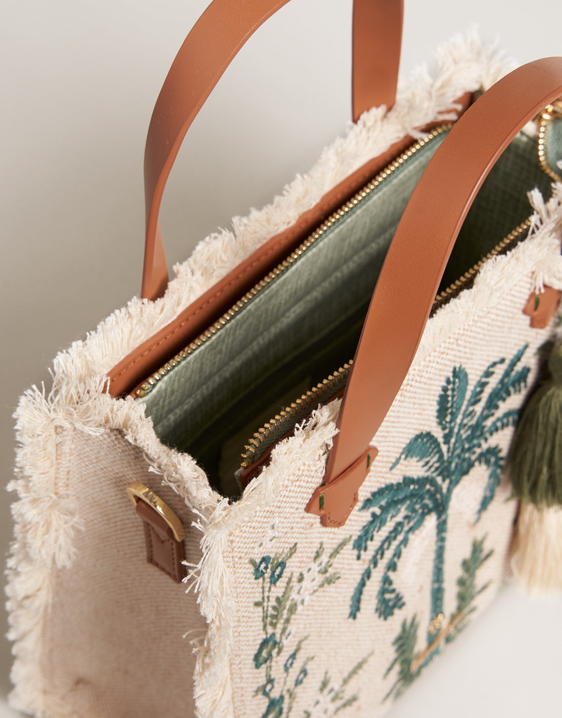 Boho Fringe Satchel Crossbody Alljoy Landing Palm Tree