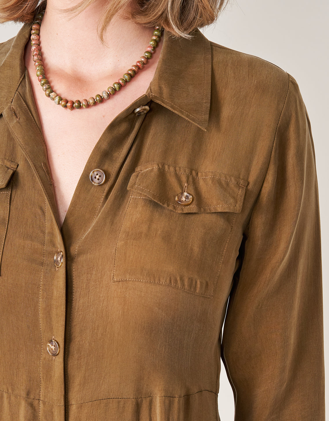 Peyton Shirt Dress Deep Olive