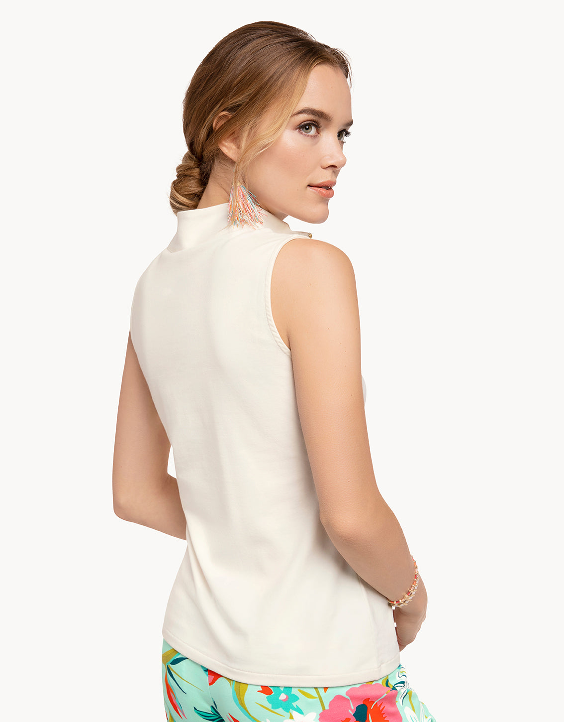 Serena Half-Zip Top Pearl White