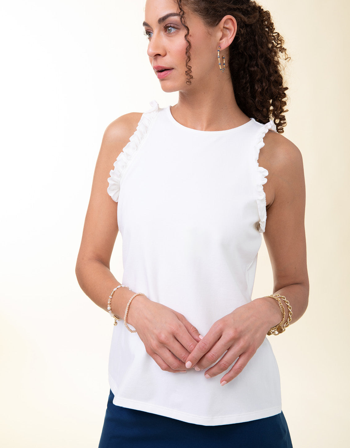 Ruffle Tank Pearl White