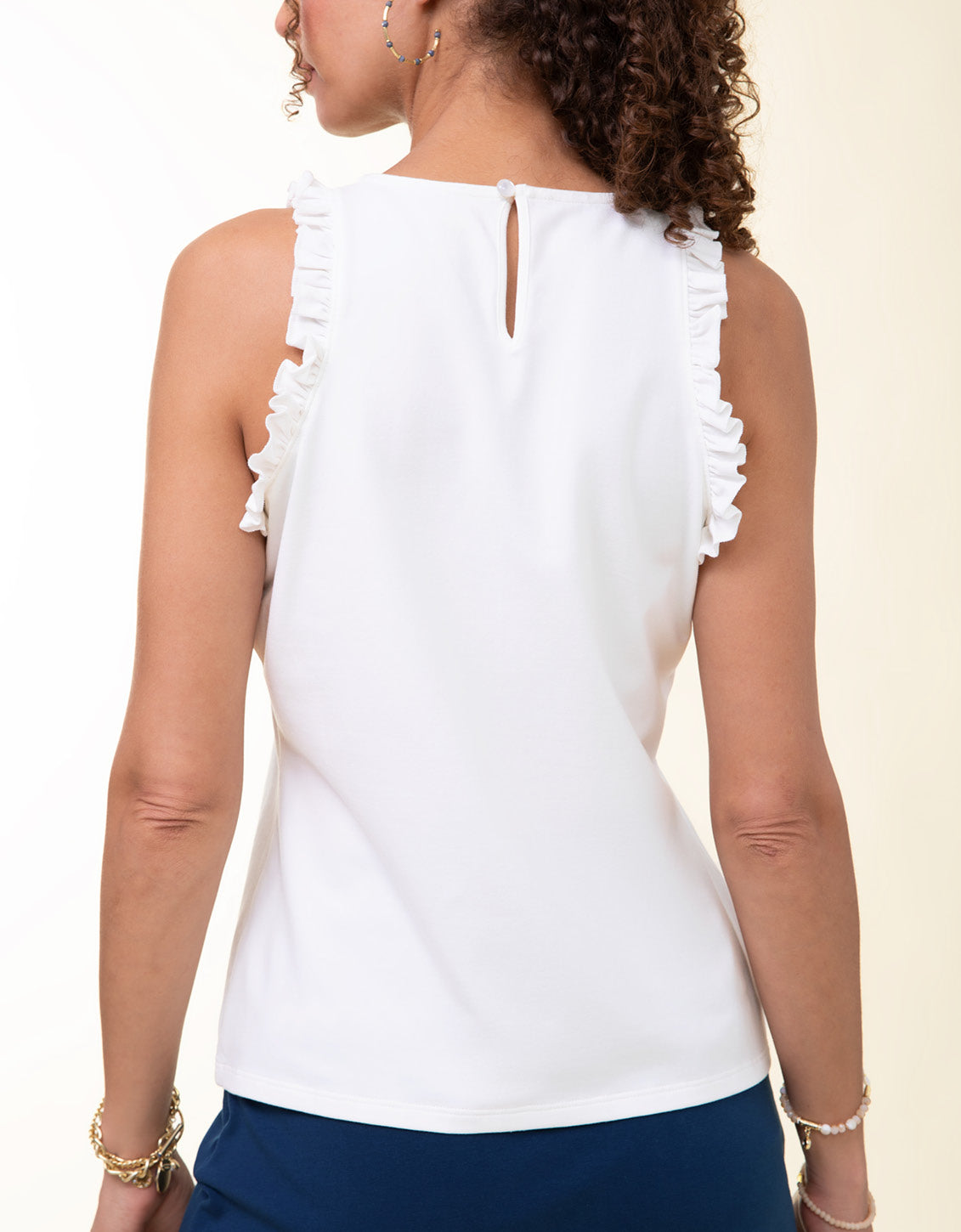 Ruffle Tank Pearl White