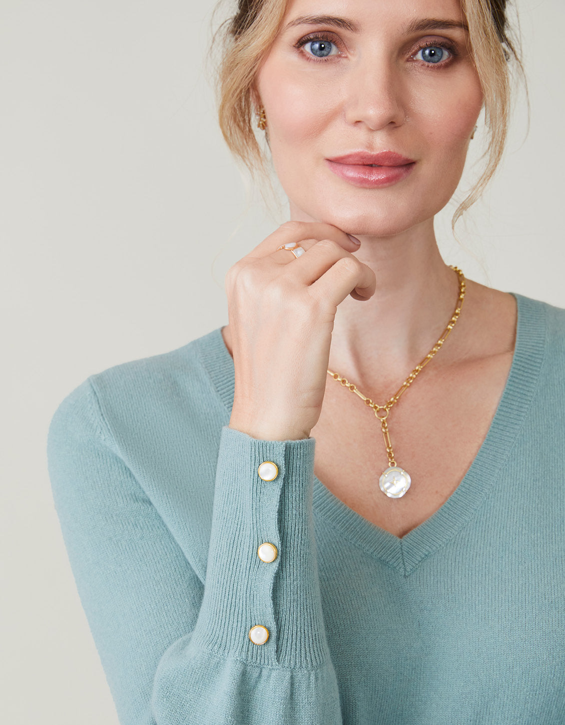 Hayden Cashmere Sweater Blue Storm