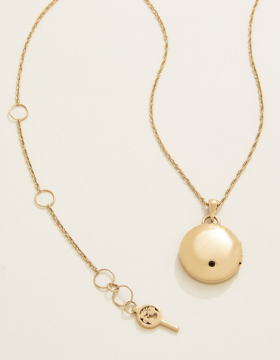 Mini Round Locket Necklace Starburst