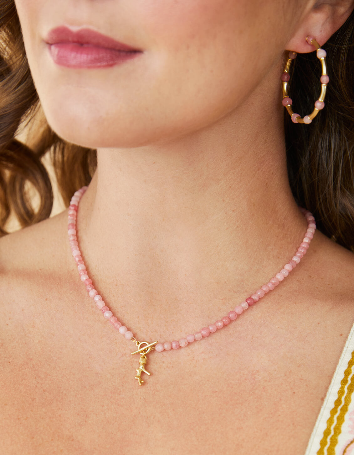 Calm Waters Necklace Pink Jade