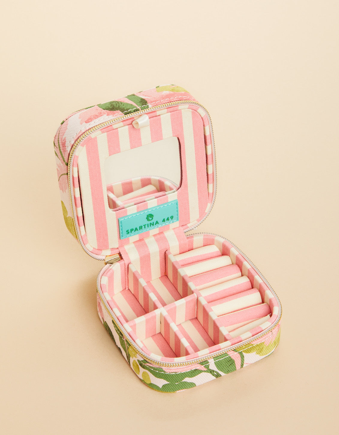Jewelry Mirror Travel Case Palm Paradise