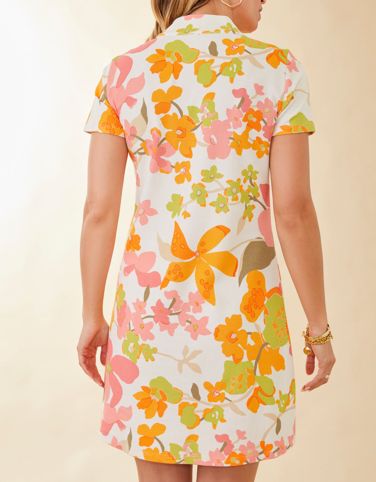Short Sleeve Serena Pique Dress River Club Watercolor Flowers