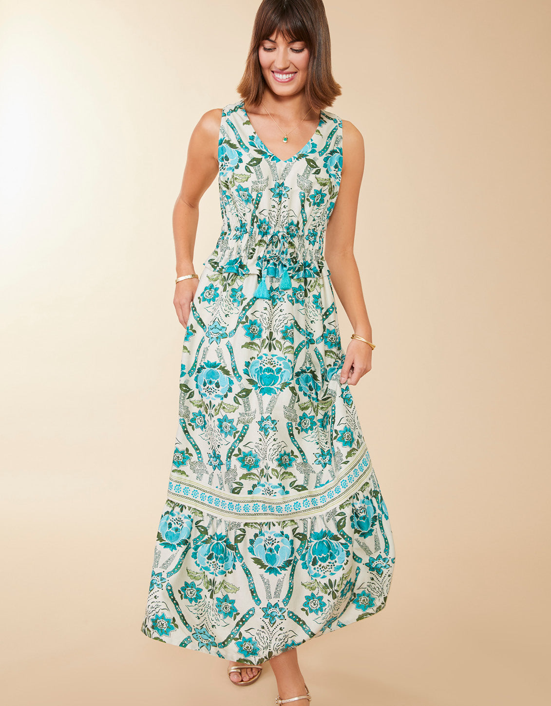 Justine Midi Dress Mystic Moss Stencil Blue