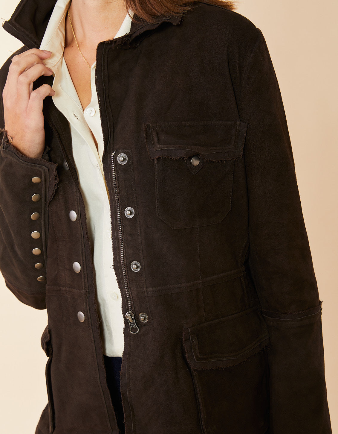 Meryl Washed Suede Jacket Sable