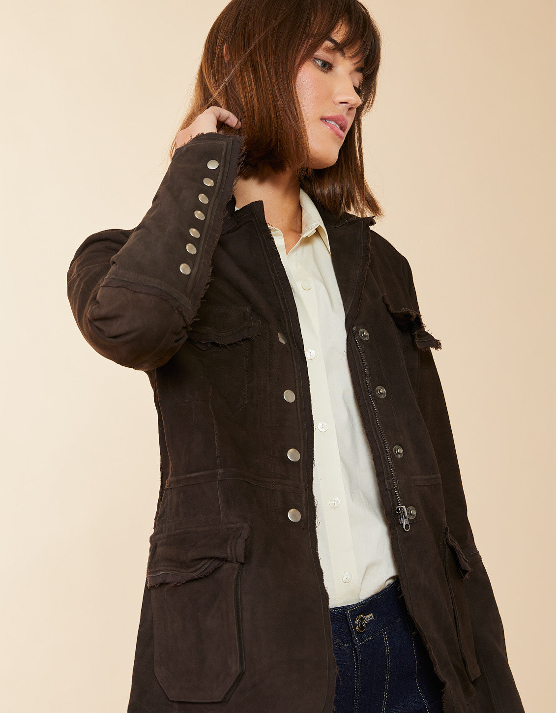 Meryl Washed Suede Jacket Sable