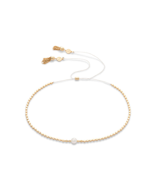  Twinkle Beaded Choker 12.5'' Gold/Pearl